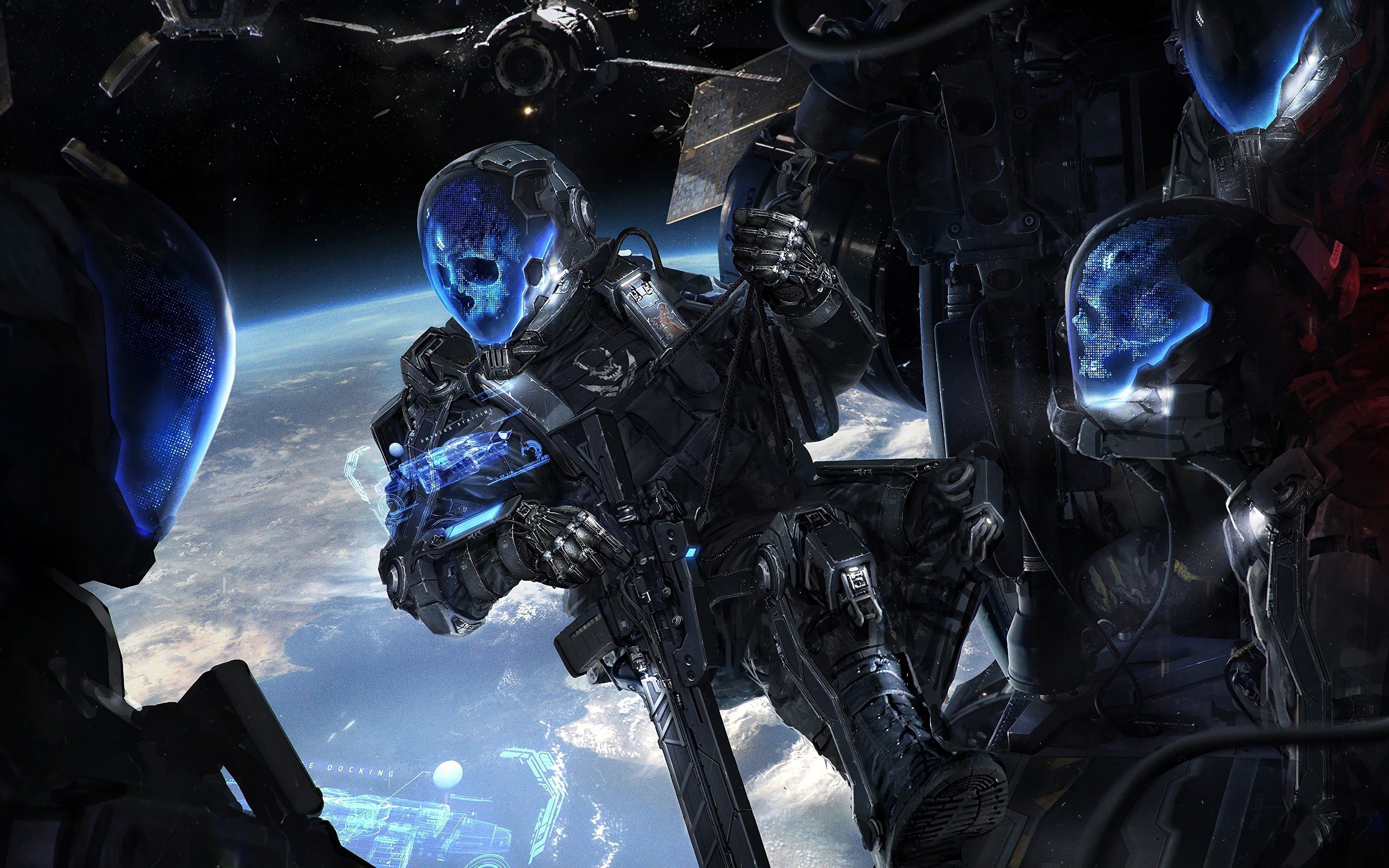 3840x2400 Skull Soldiers Space 4K Wallpaper