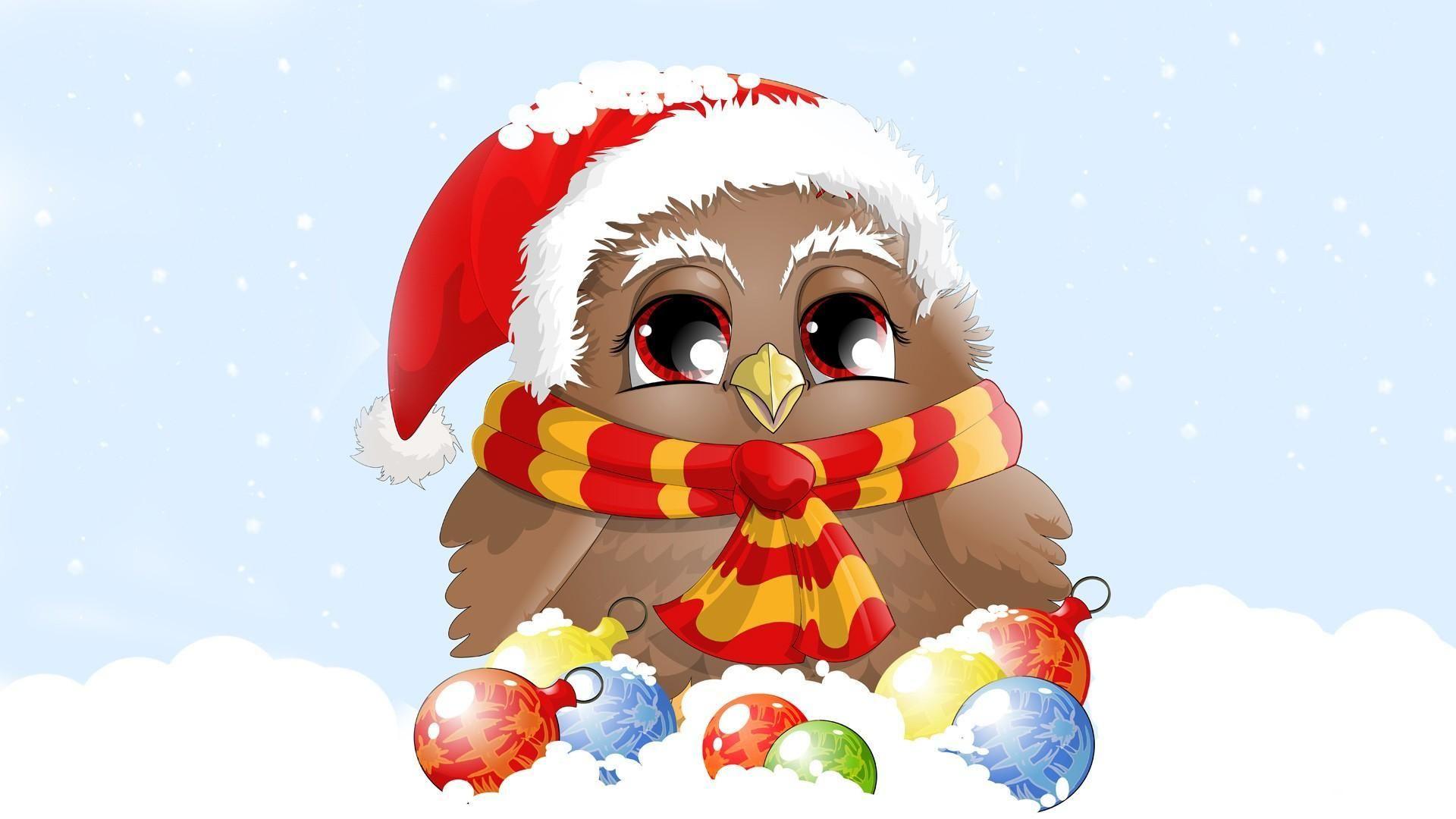 1920x1080 Cold Christmas Owl HD desktop wallpaper : Widescreen : High