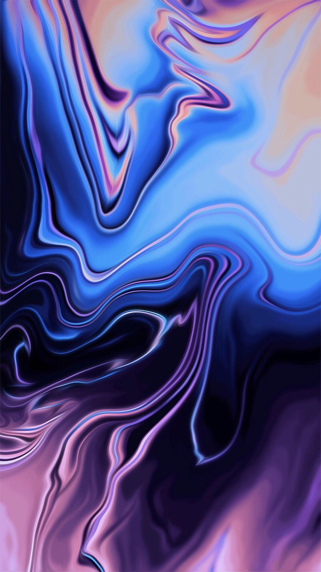 1080x1920 Colourful Fluid ink photography, cyberpunk tones, purple, blue