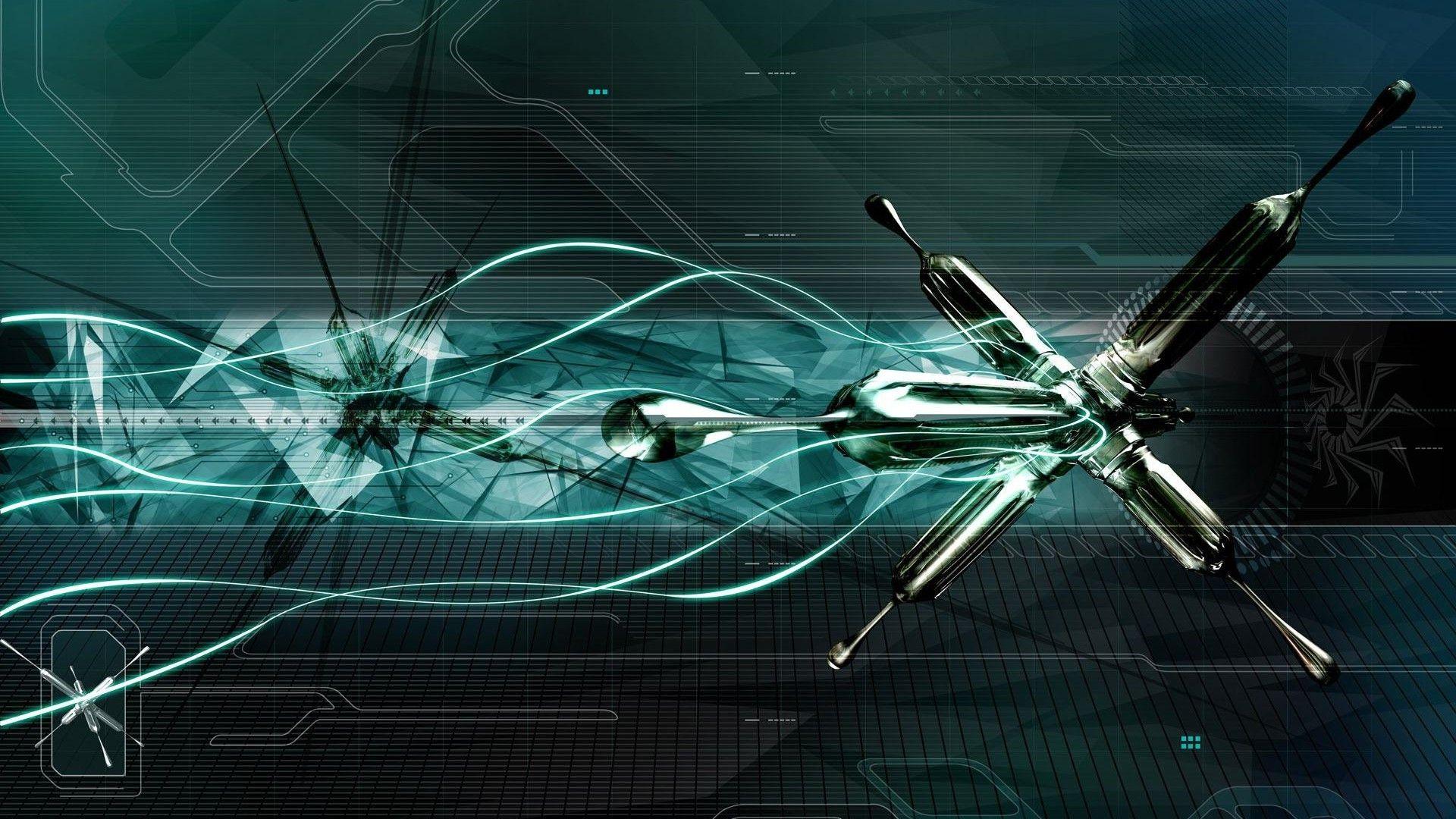 1920x1080 digital Art, Minimalism, Lines, Crystal, Metal, Abstract