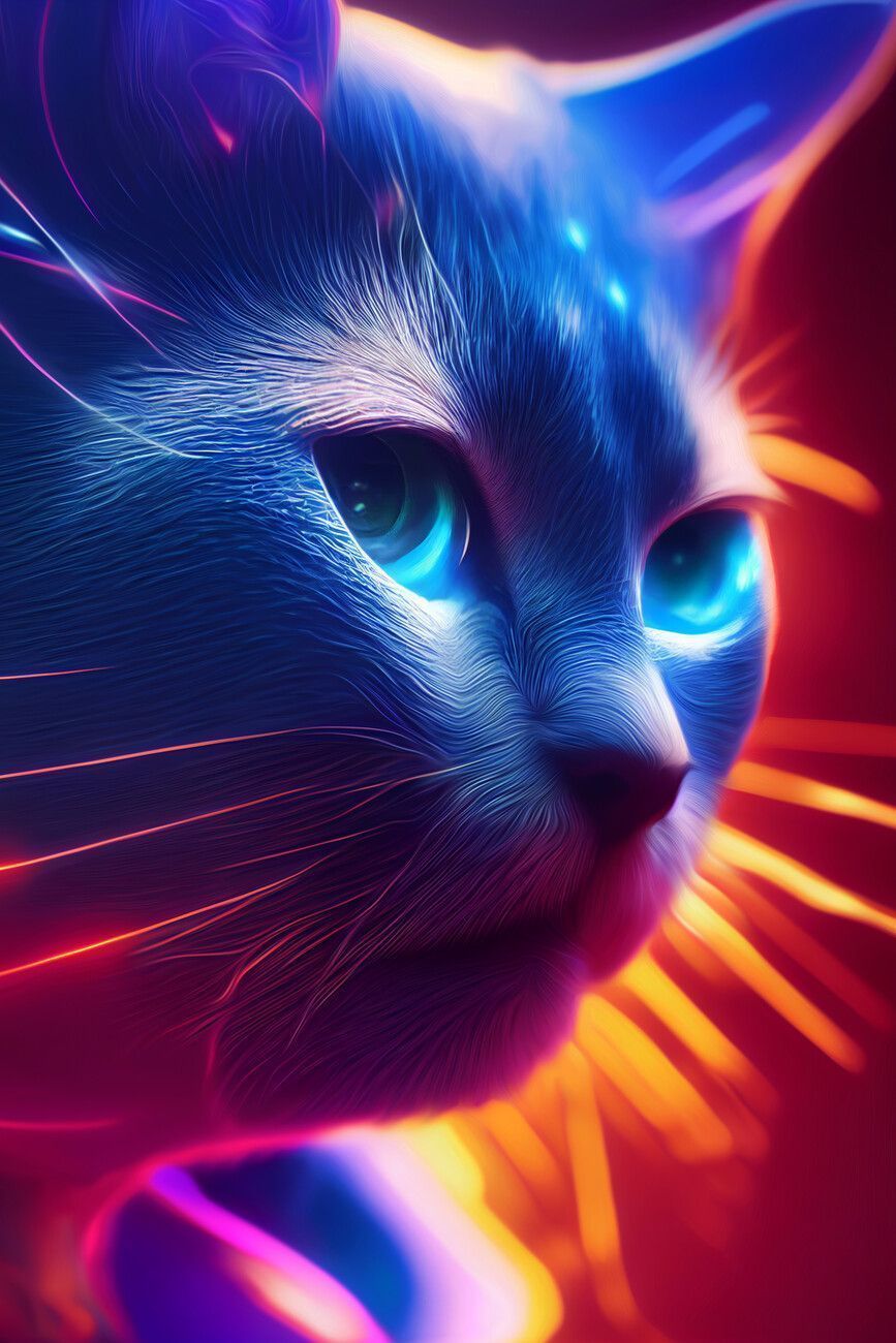 867x1300 Cyberpunk Cat Wall Mural. Buy online