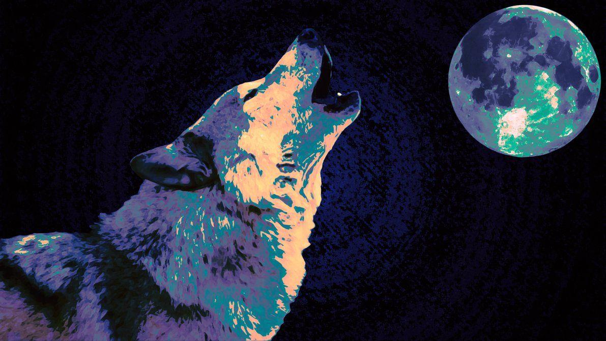Hình nền chó sói 1191x670 Màu tím xanh nửa đêm