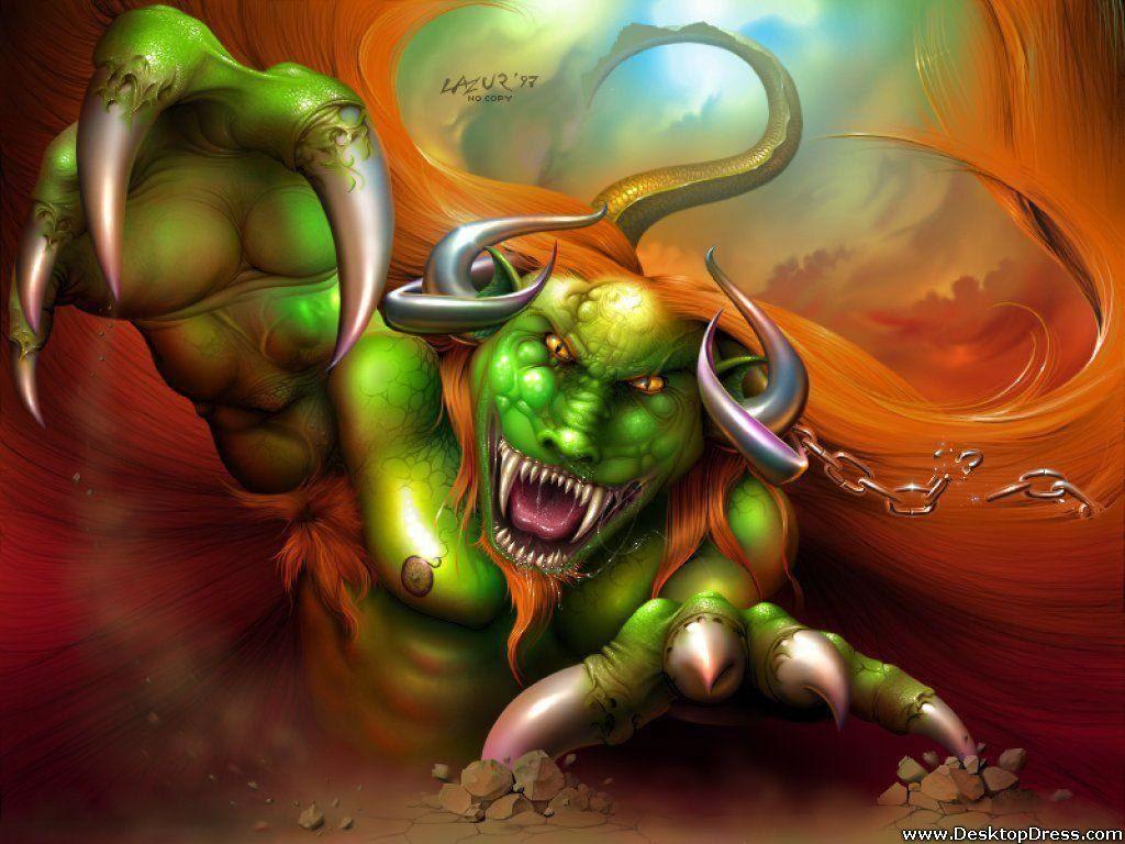 1024x768 Desktop Wallpaper 3D Background Toothy Evil