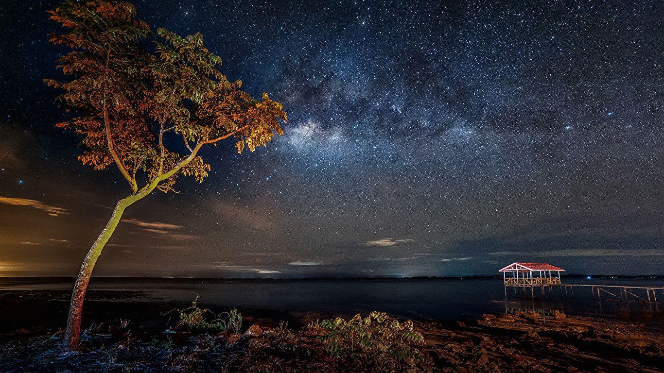 1366x768 Desktop Wallpaper Stars Milky Way Nature Sky night time