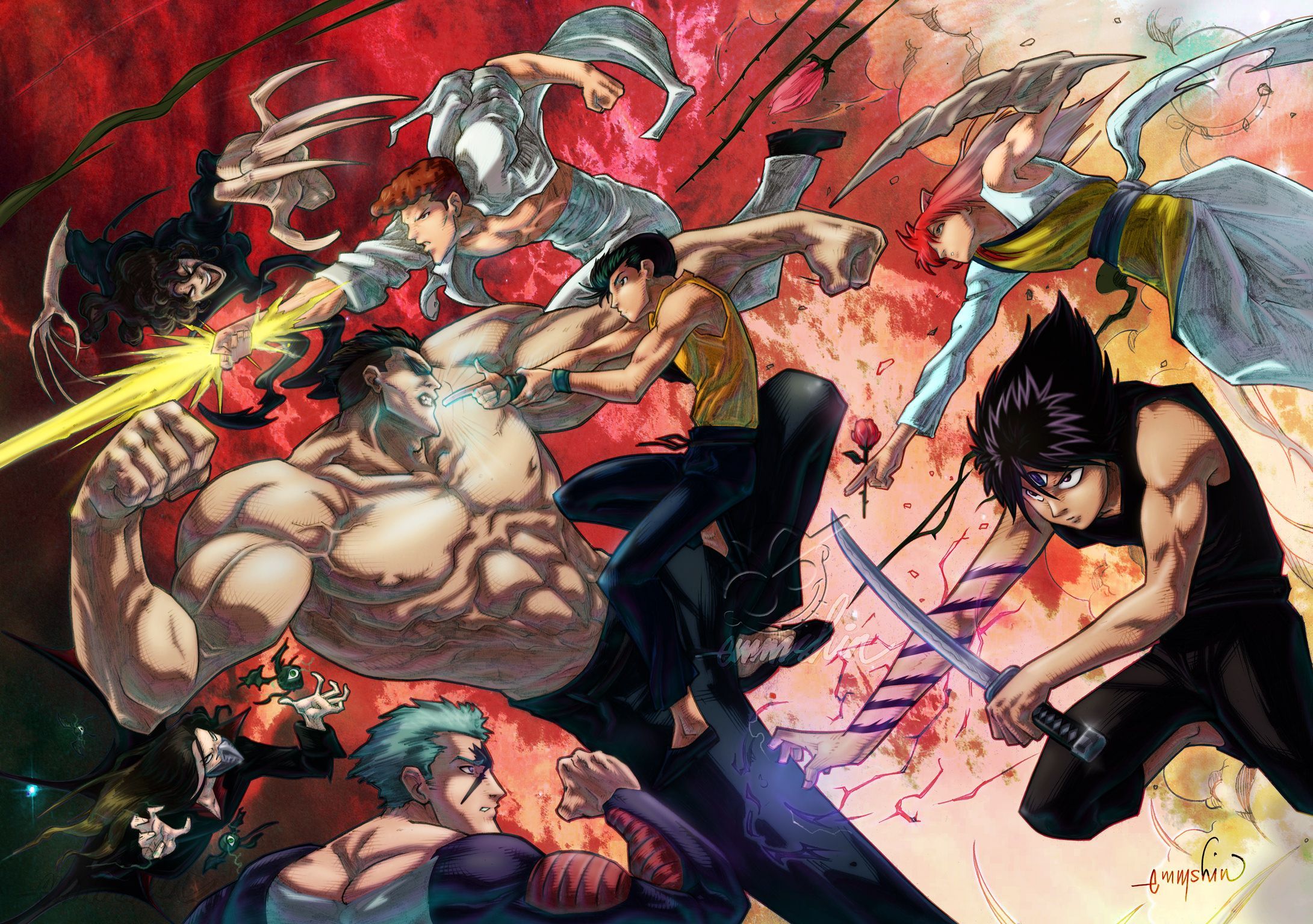 2181x1536 Yu Yu Hakusho, yusuke urameshi, Kazuma