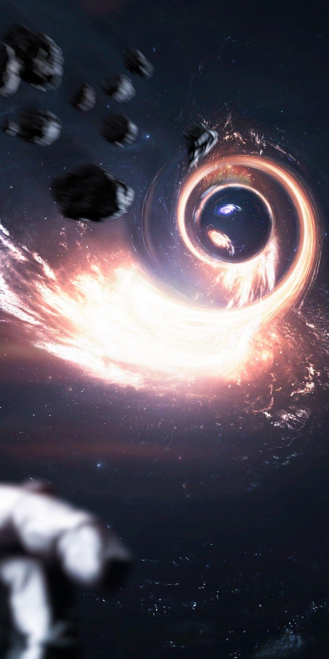 1080x2160 Astronaut, Asteroids, Wormhole Free Wallpaper