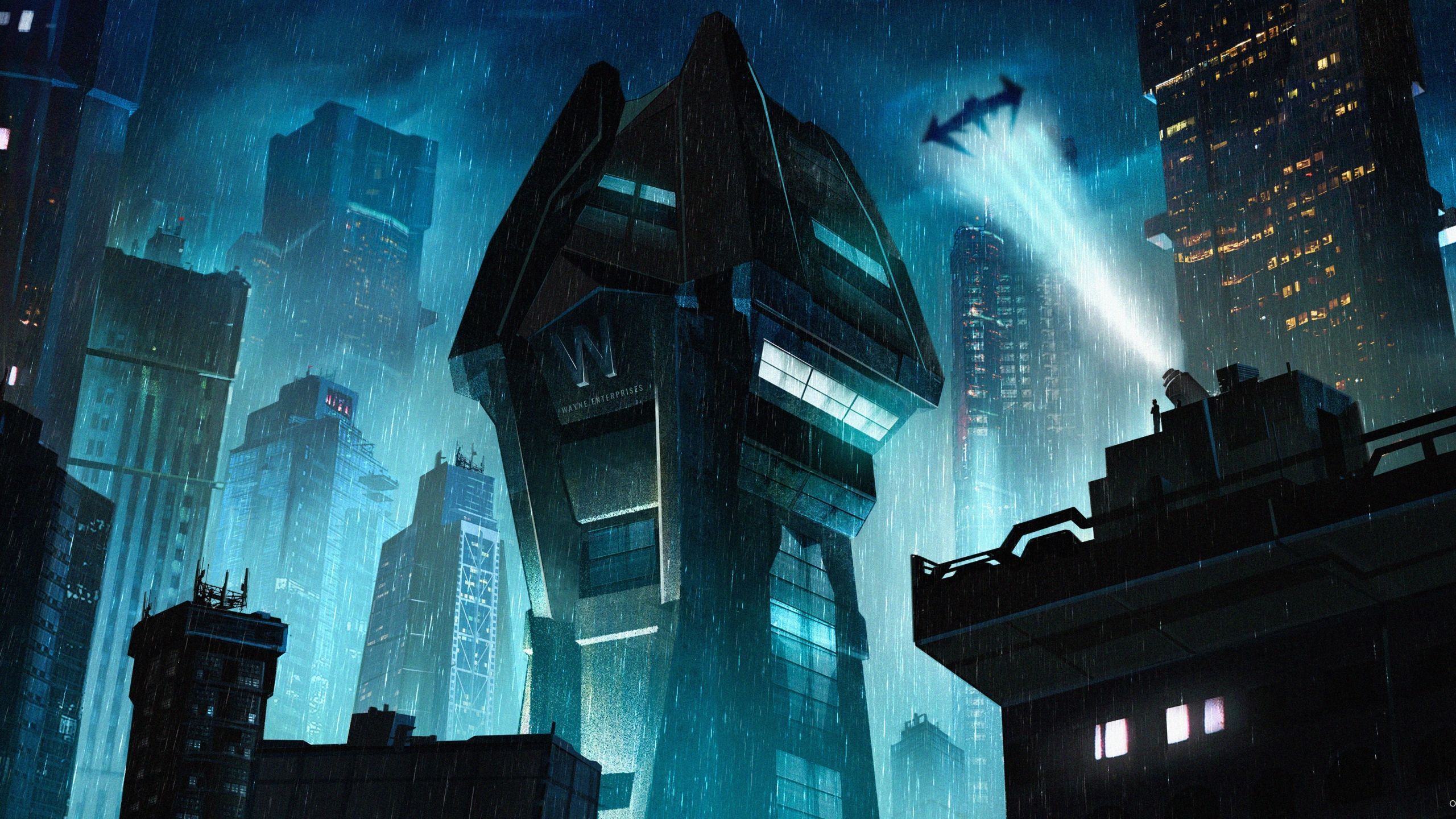 2560x1440 Wayne Tower in Gothic city Wallpaper 4k