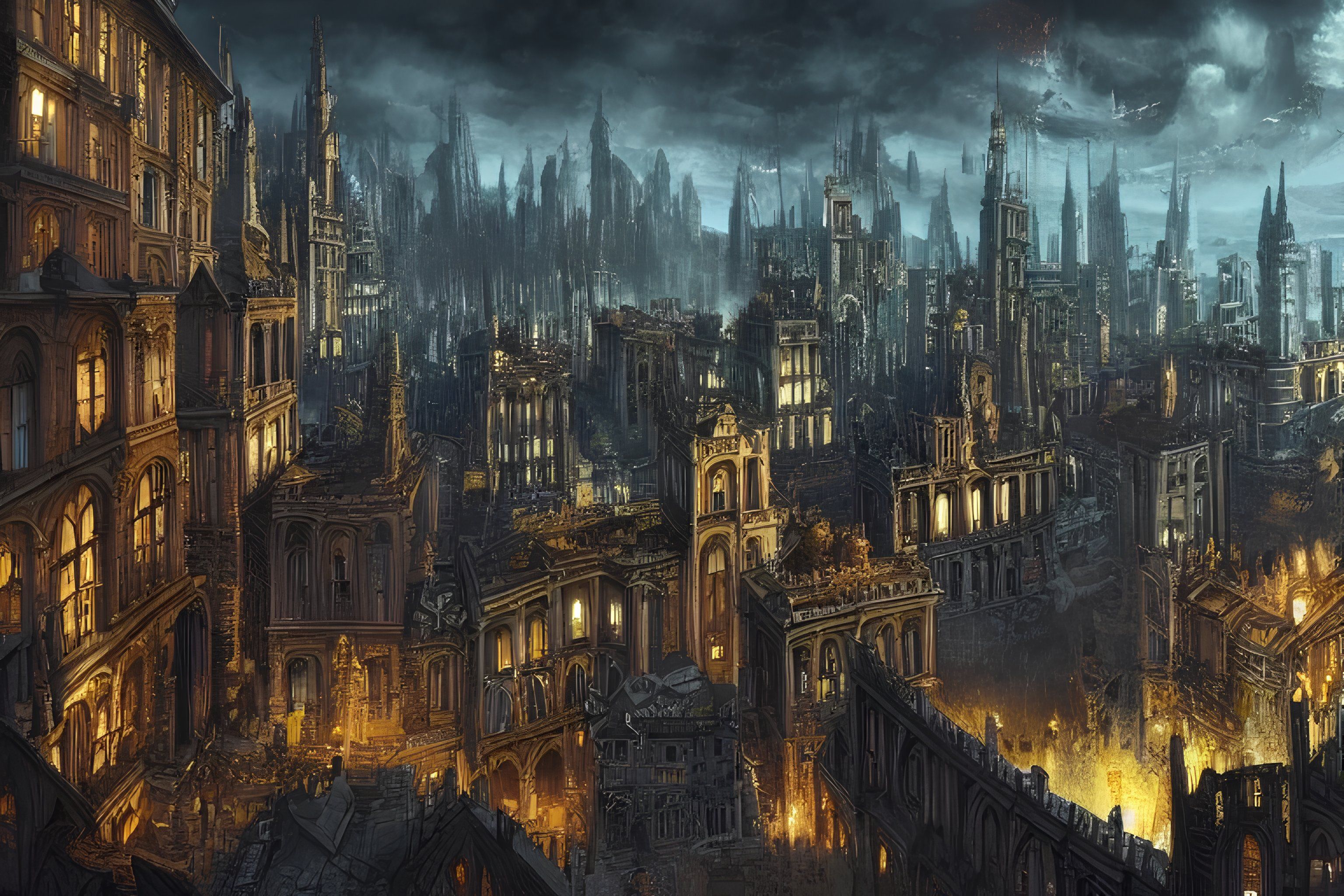 3072x2048 Gothic city hyper detailed, fe, fantasy