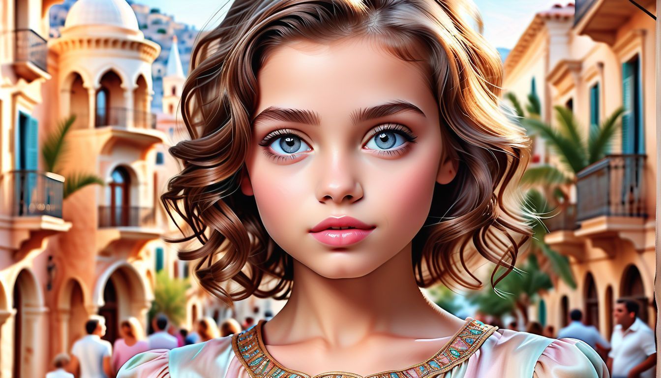 1344x768 Put this girl photo in cartoonish style