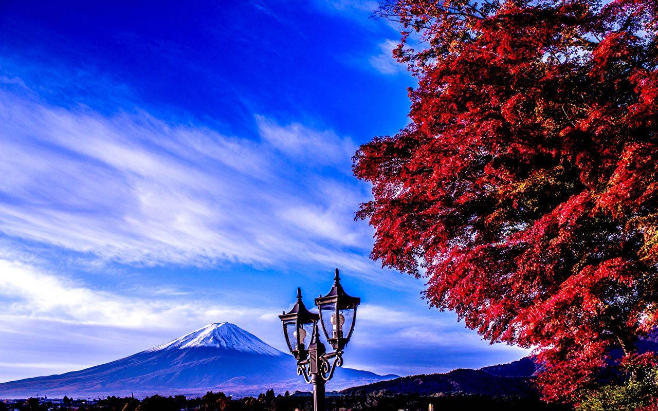 1280x800 Wallpaper Mount Fuji Japan volcanoes Nature Autumn Sky