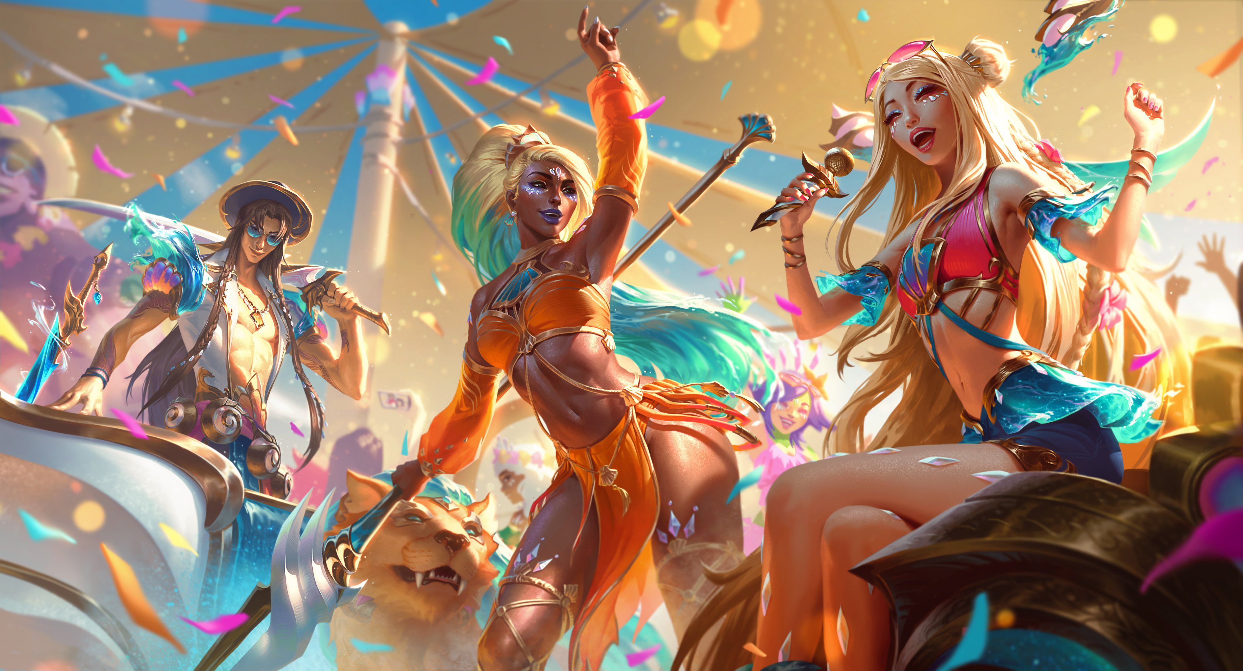 4096x2212 Yone Nidalee Seraphine Zeri Ashe