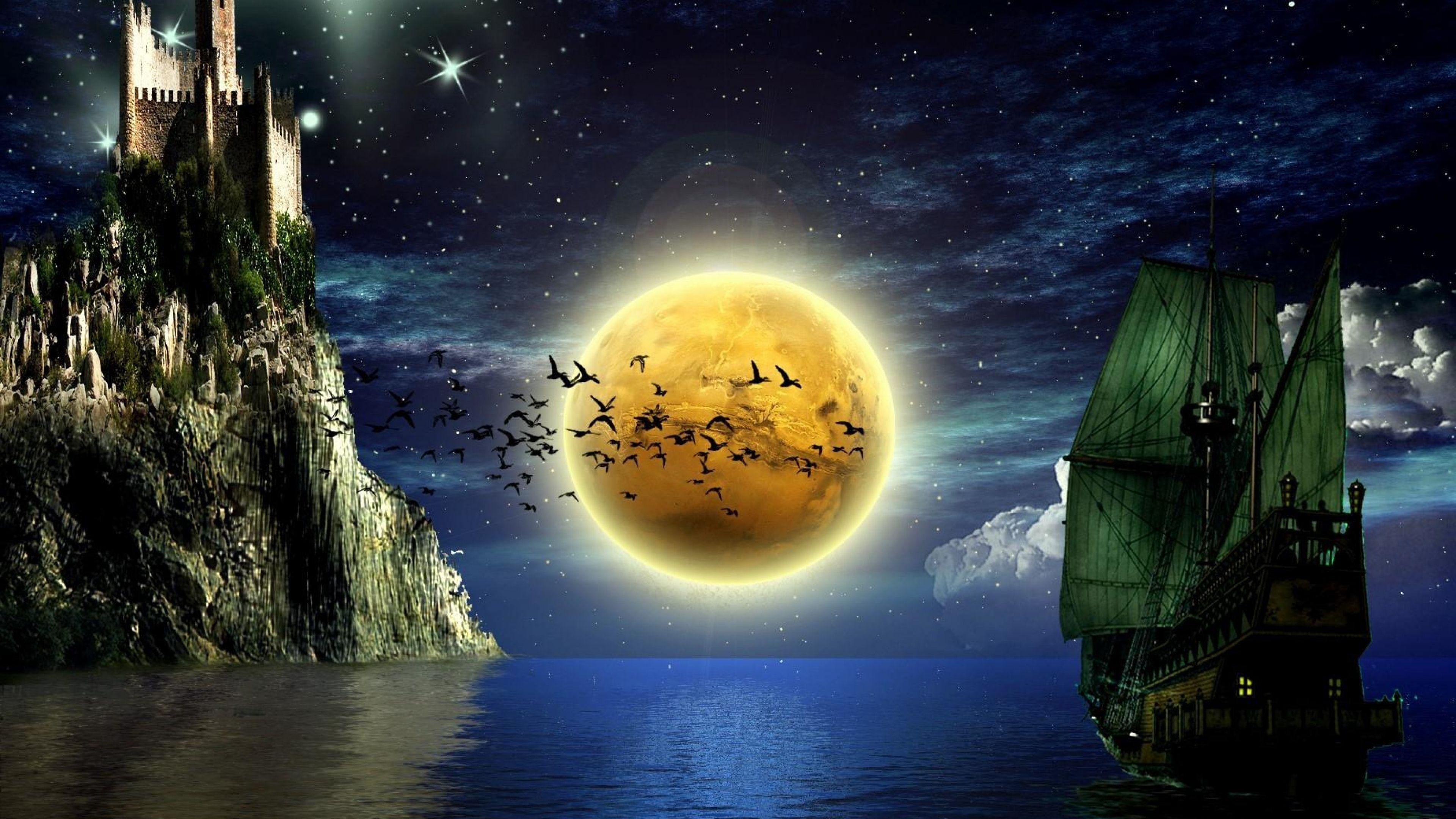 3840x2160 Sun and Moon Desktop Wallpaper