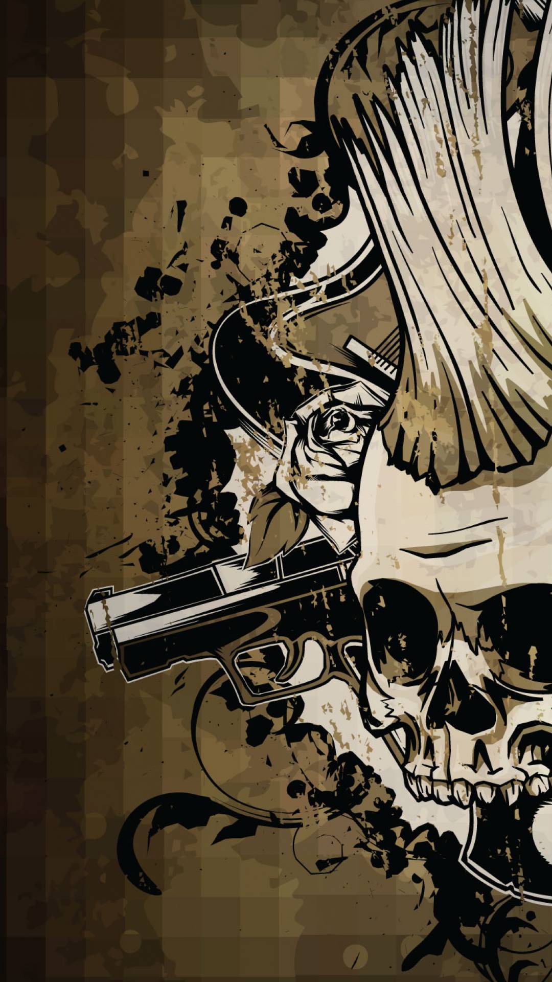 1080x1920 Skulls And Guns Wallpaper