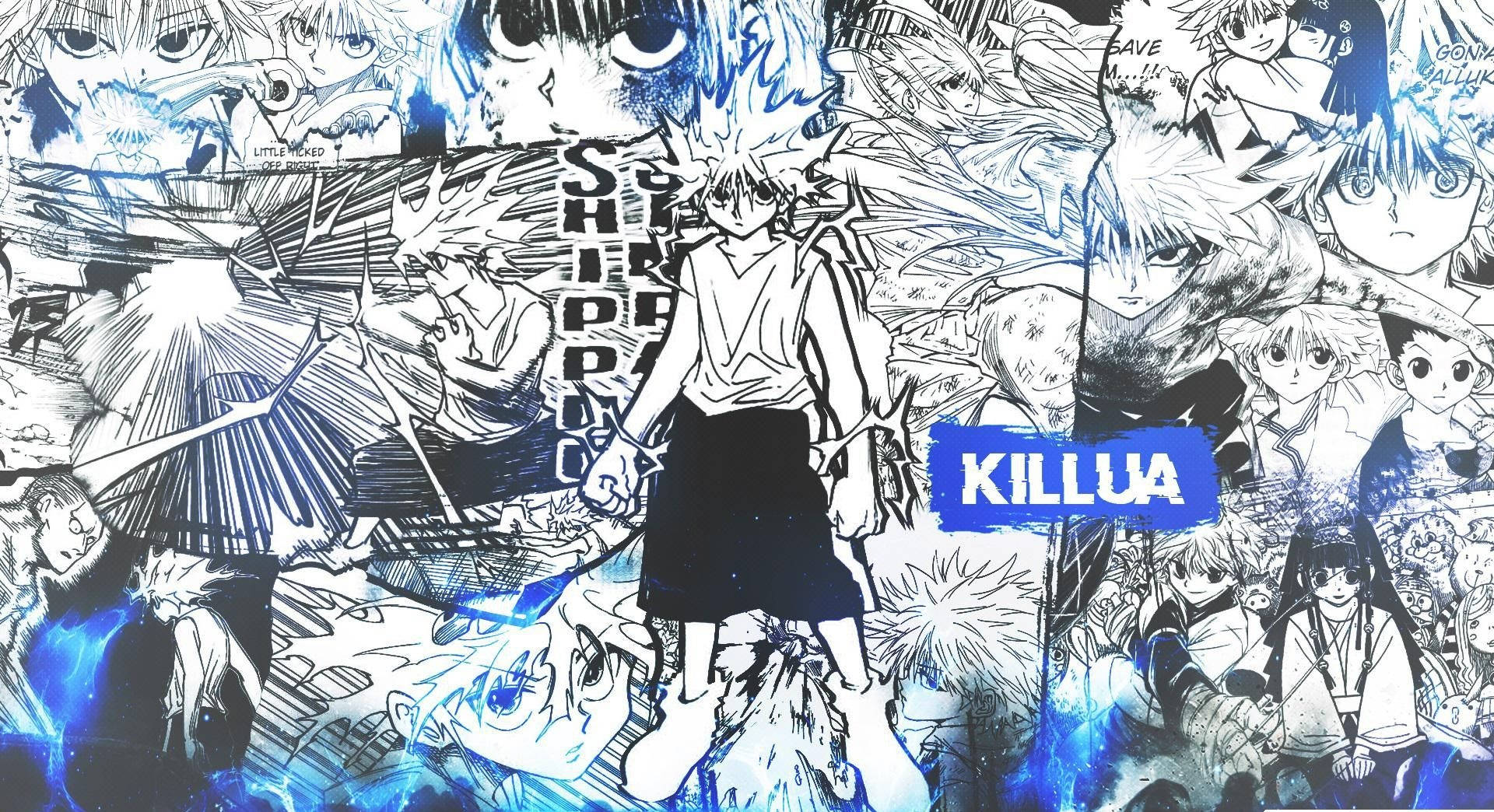 1920x1044 Blue Manga Killua Aesthetic Wallpaper