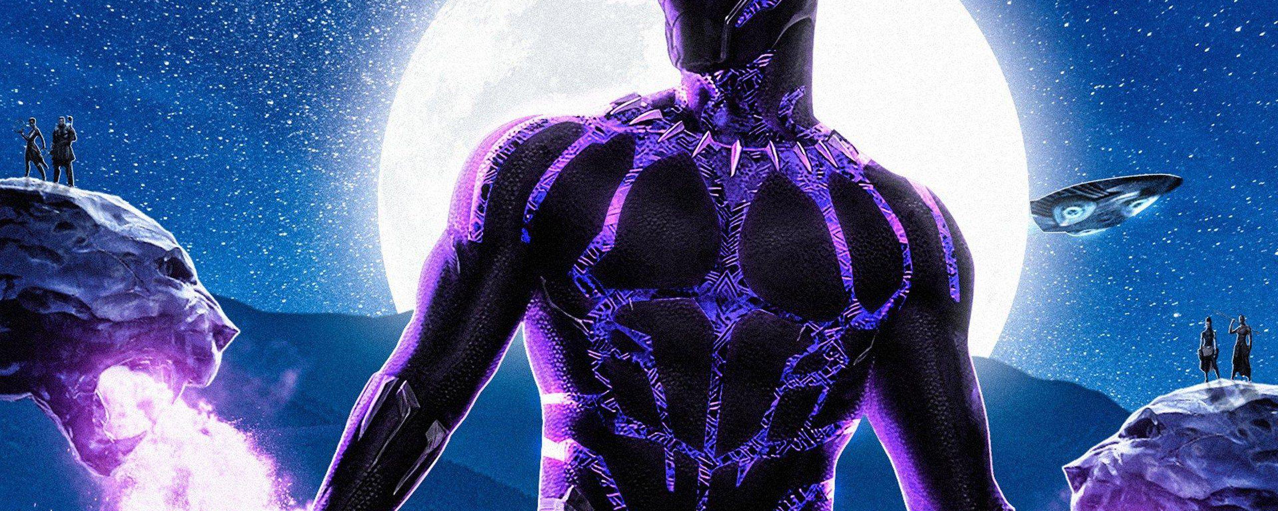 2560x1024 Download Superhero movie, Black Panther, Marvel, Poster