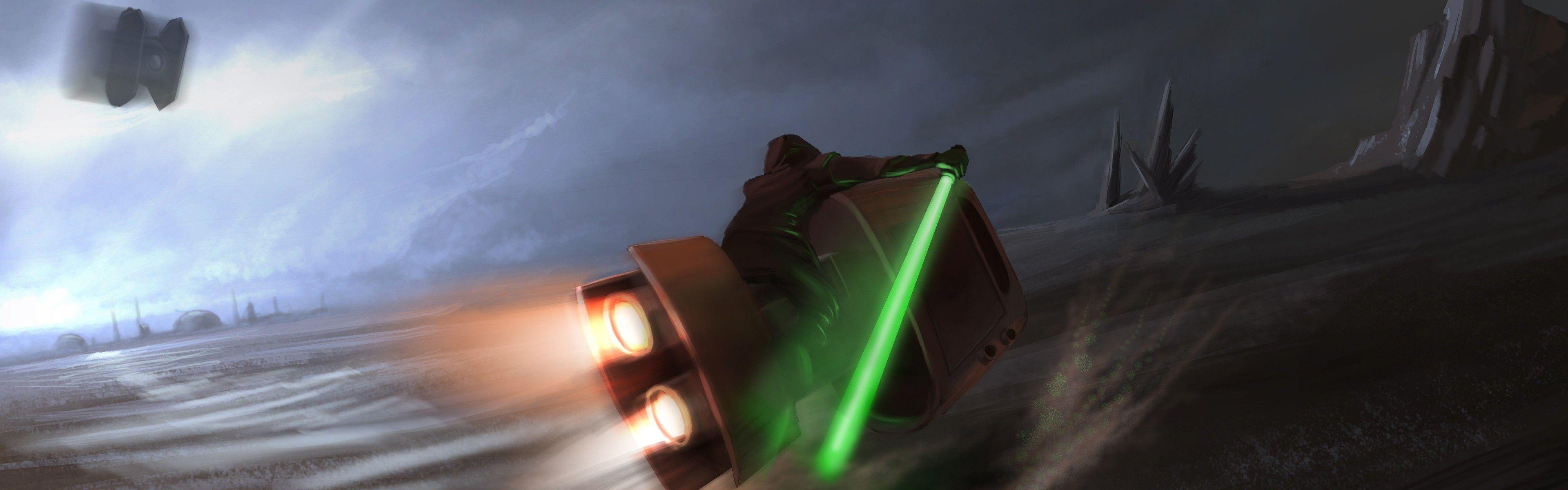 3840x1200 Star Wars, Jedi, TIE Fighter, Artwork, Dual Monitors