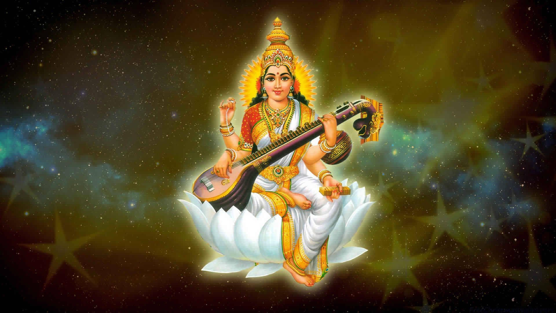 1920x1080 Saraswati Mata Wallpaper