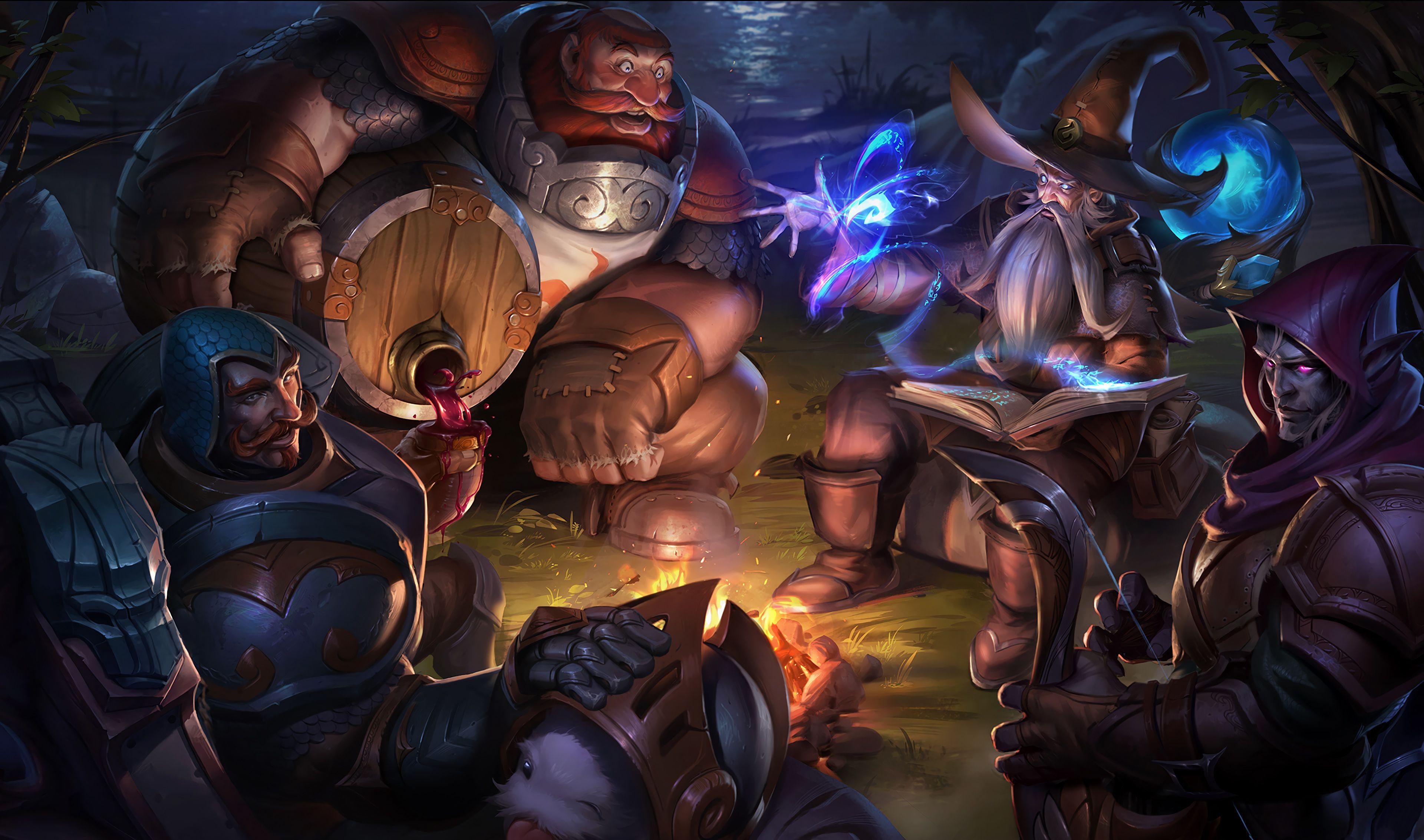 3840x2266 Ryze Whitebeard, Gragas Caskbreaker, Varus Swiftbolt & Braum