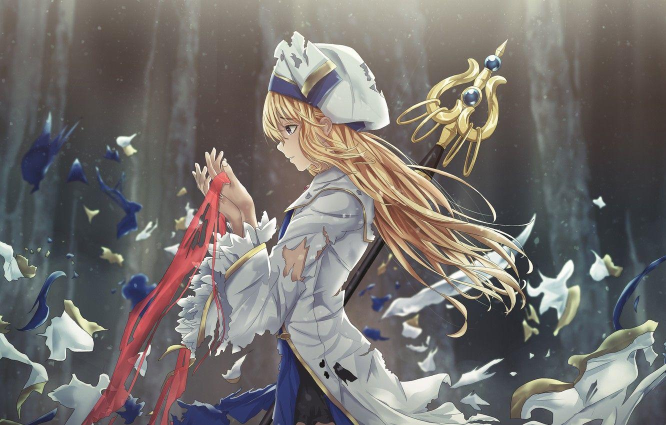 1332x850 Wallpaper Anime, Art, Staff, Character, Priestess