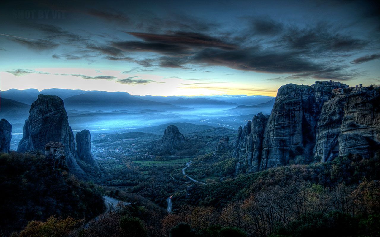 1280x800 Greece landscape, Meteora greece, Greece