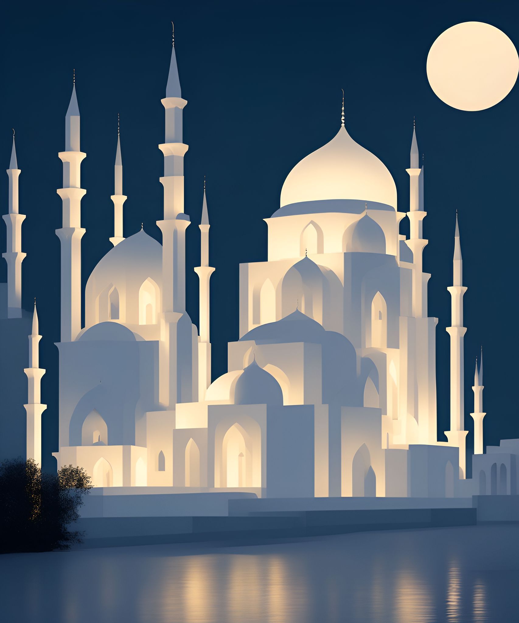 1706x2048 ginanperdana: white mosque at night