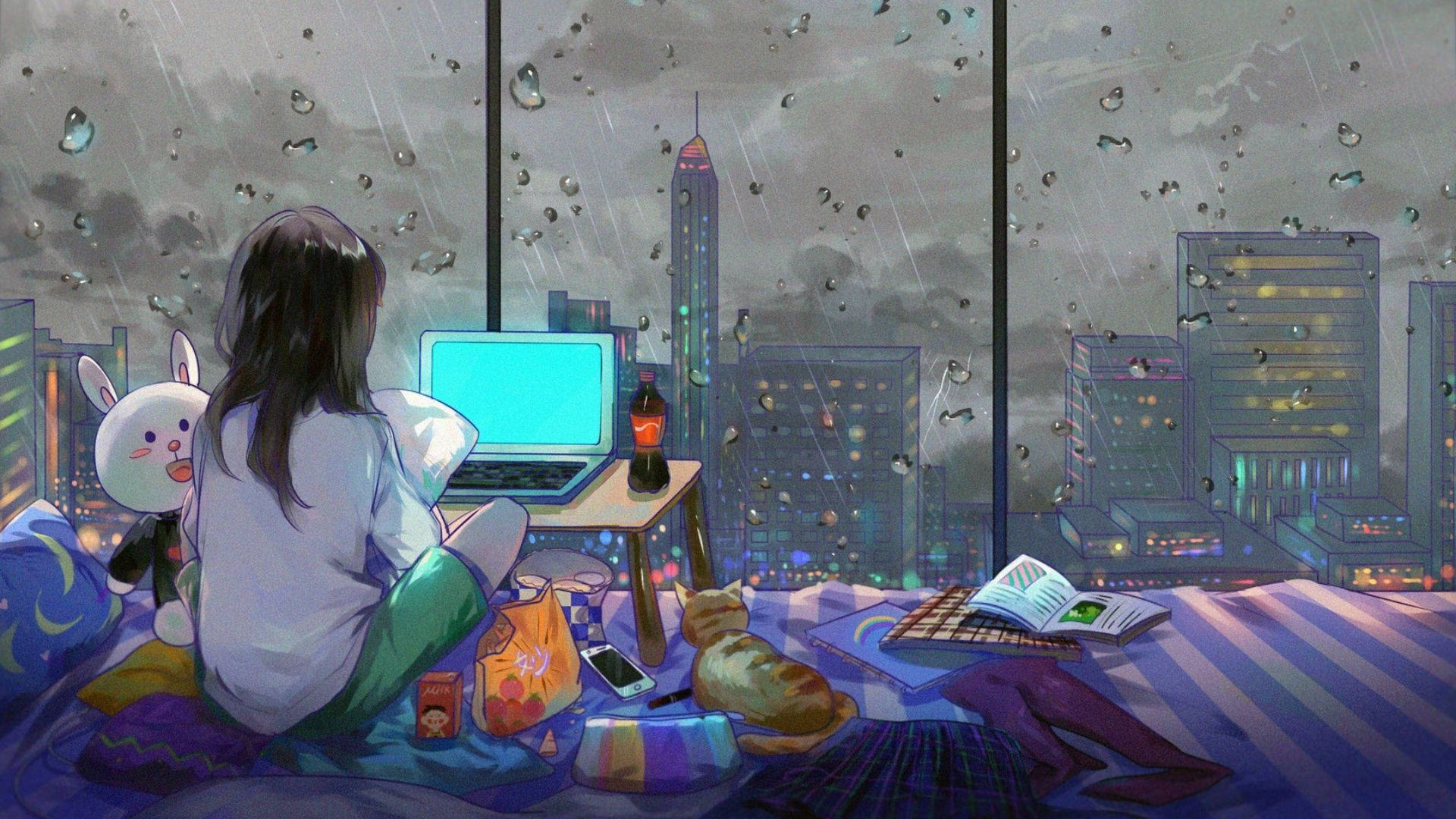 1920x1080 Anime Room Wallpaper