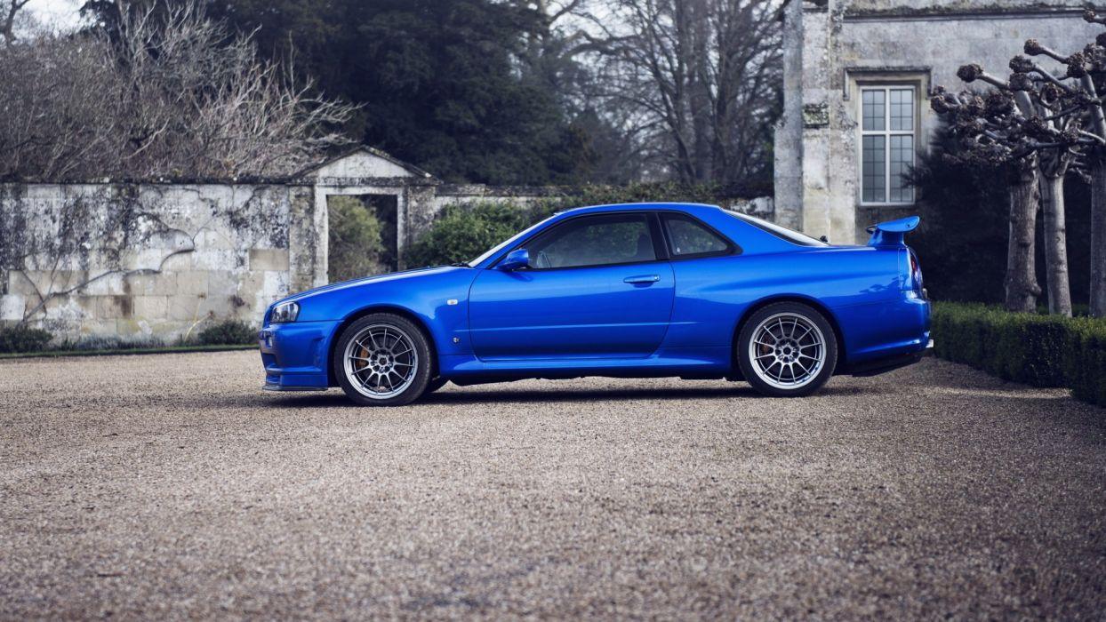 1244x700 Cars Parking Rims Blue Cars Nissan Skyline GT R R34