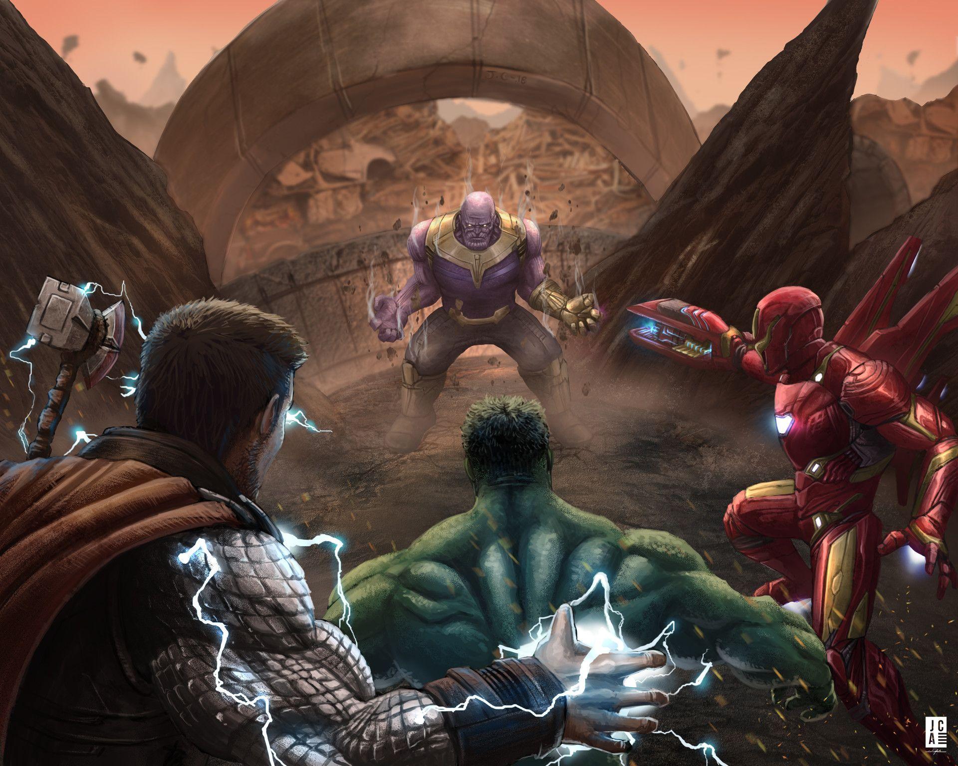 1920x1536 Avengers EndGame, Iron Man, Hulk, Thor, Thanos