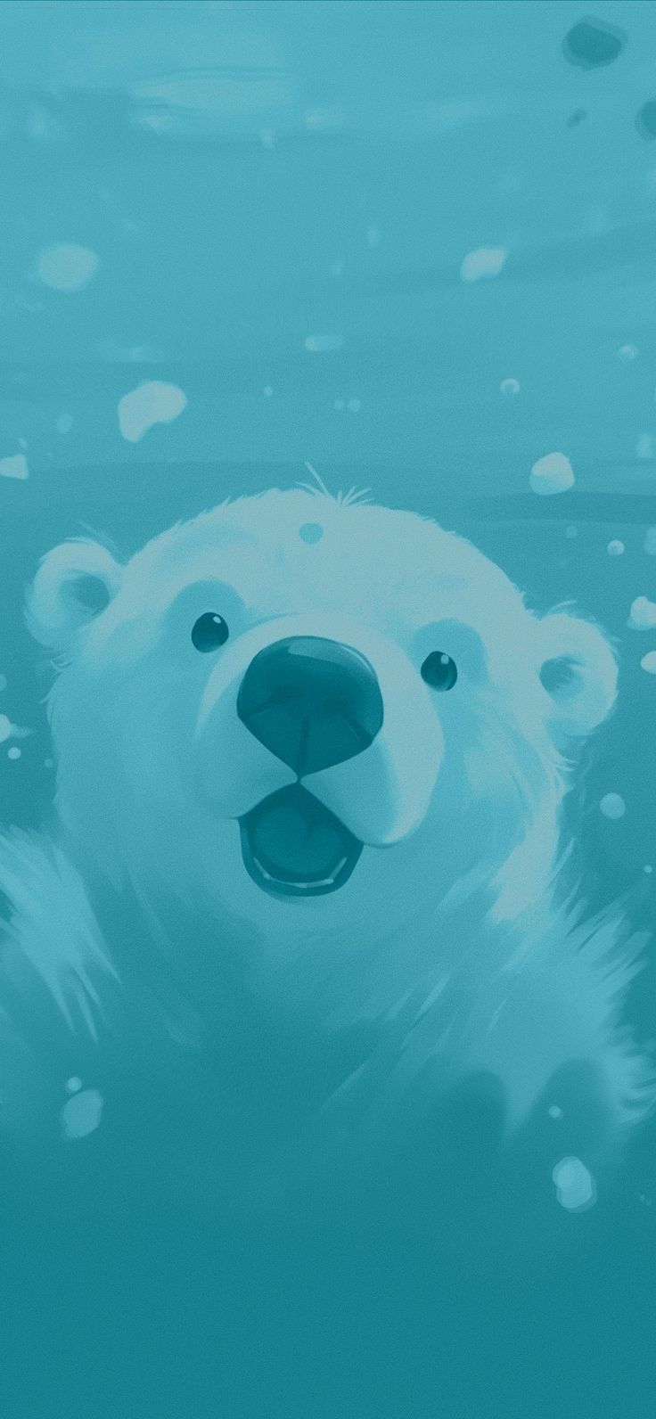736x1592 Polar Bear Cute Blue Wallpaper