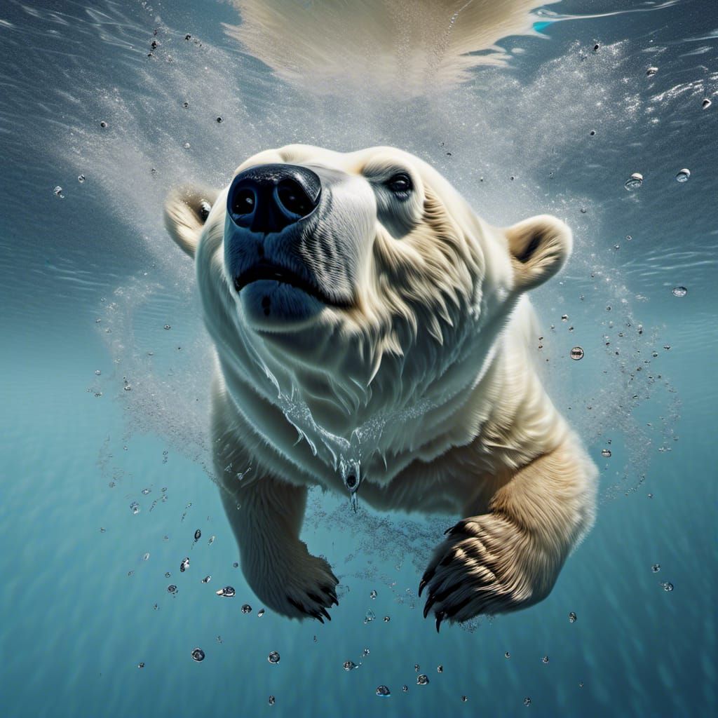 1024x1024 polar bear diving