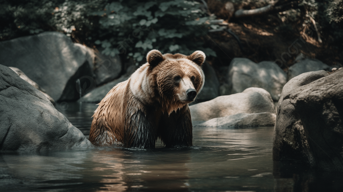 1200x673 Brown Bear Standing In The Water