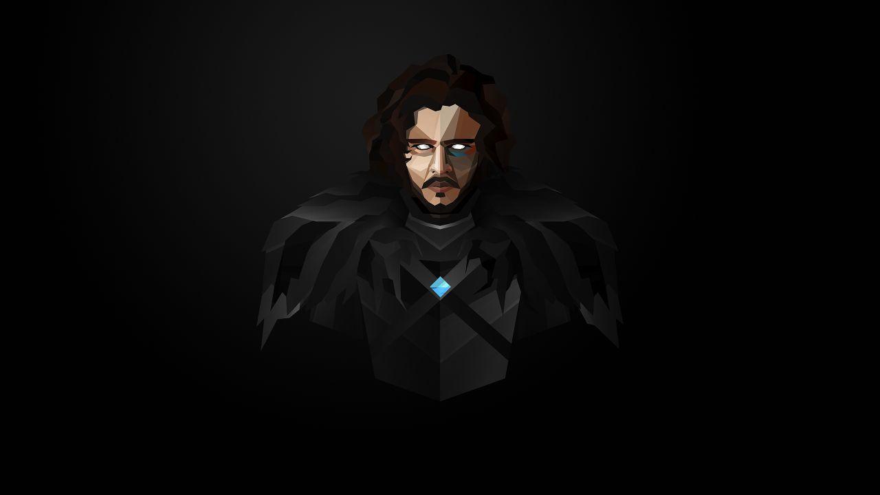 1280x720 Wallpaper Jon Snow, Game of Thrones, Artwork, Minimal, Dark, Black, HD, Abstract,. Wallpaper for iPhone, Android, Mobile and Desktop