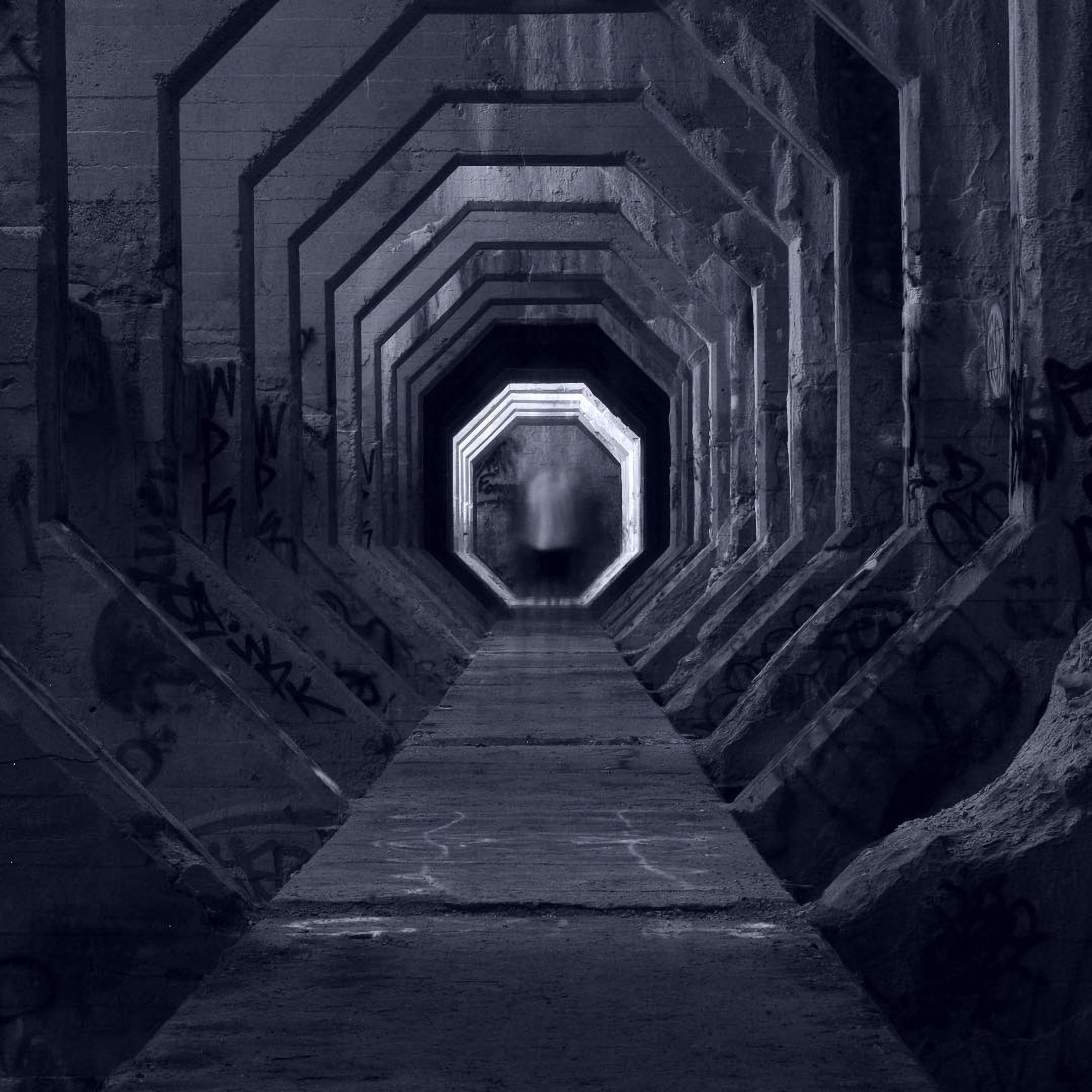 2160x2160 Download wallpaper 2160x2160 tunnel, bw, mirage, vision