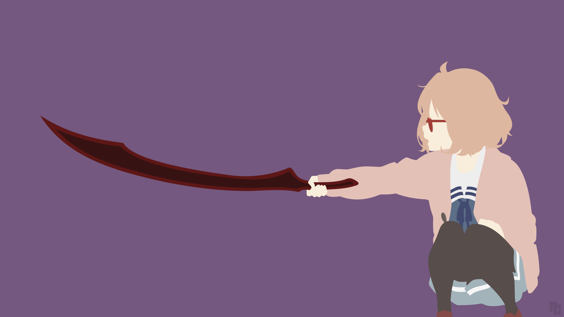 1920x1080 Beyond the Boundary Kuriyama Minimalist Wallpaper
