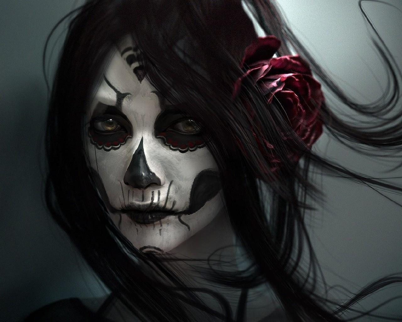 1280x1024 Halloween Pixel Skull Wallpaper for Android