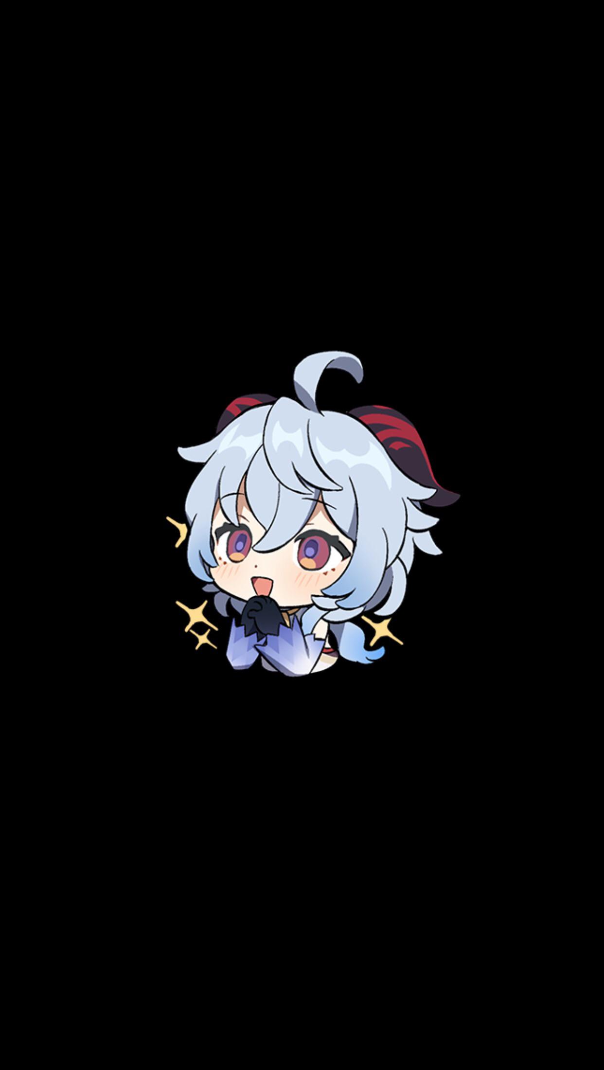 1242x2200 chibi ganyu wallpaper (dark mode)