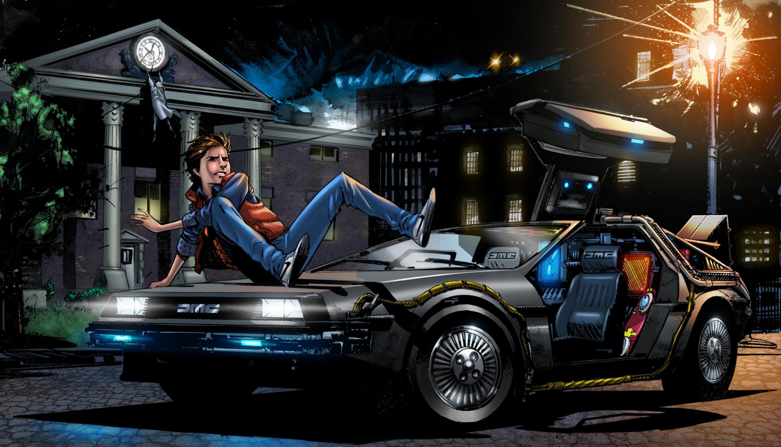 2560x1468 wallpaper back to the future, marty mcfly, art, delorean dmc