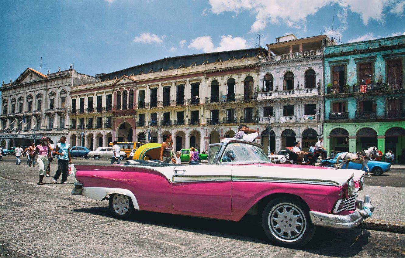 1332x850 Wallpaper Cadillac, Pink, Cuba, Havana image for desktop