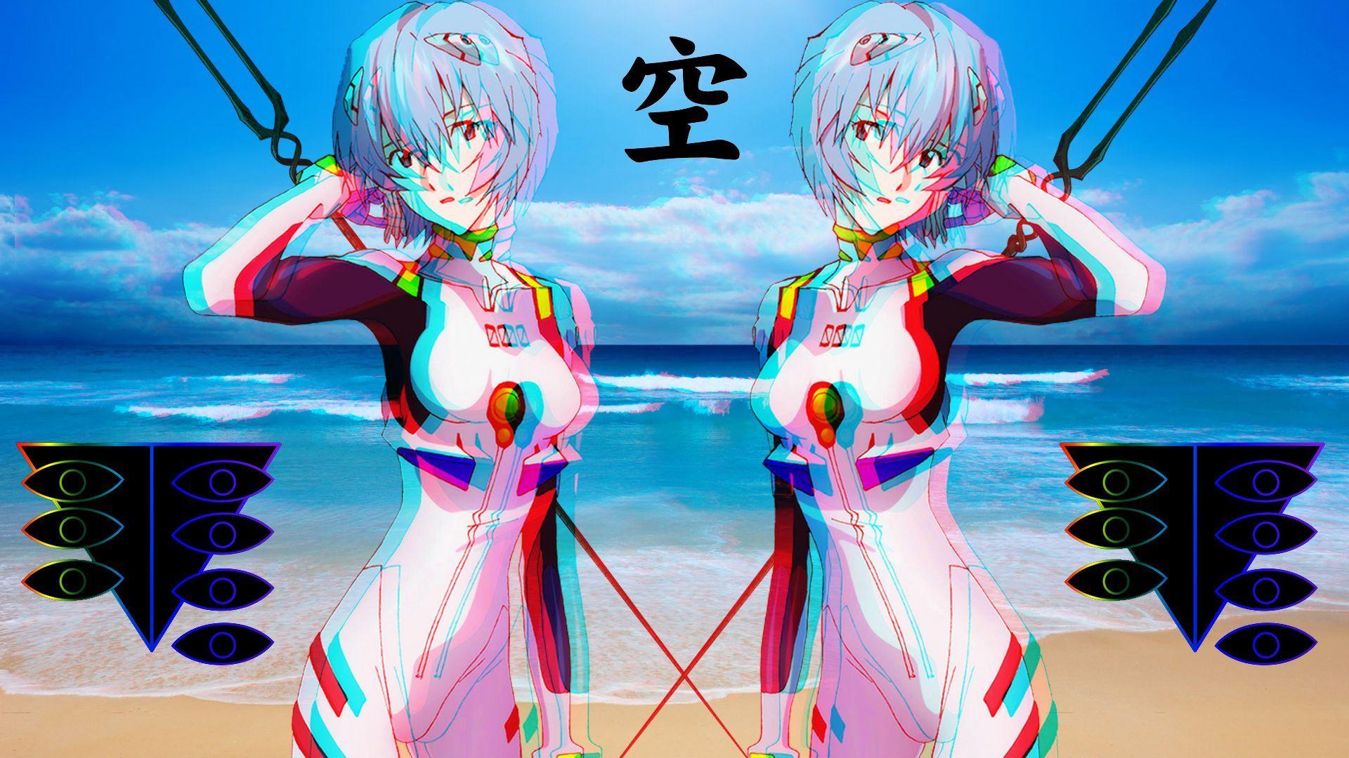 vaporwave anime aesthetic gamer girl retro - Vaporwave Anime - Pin |  TeePublic