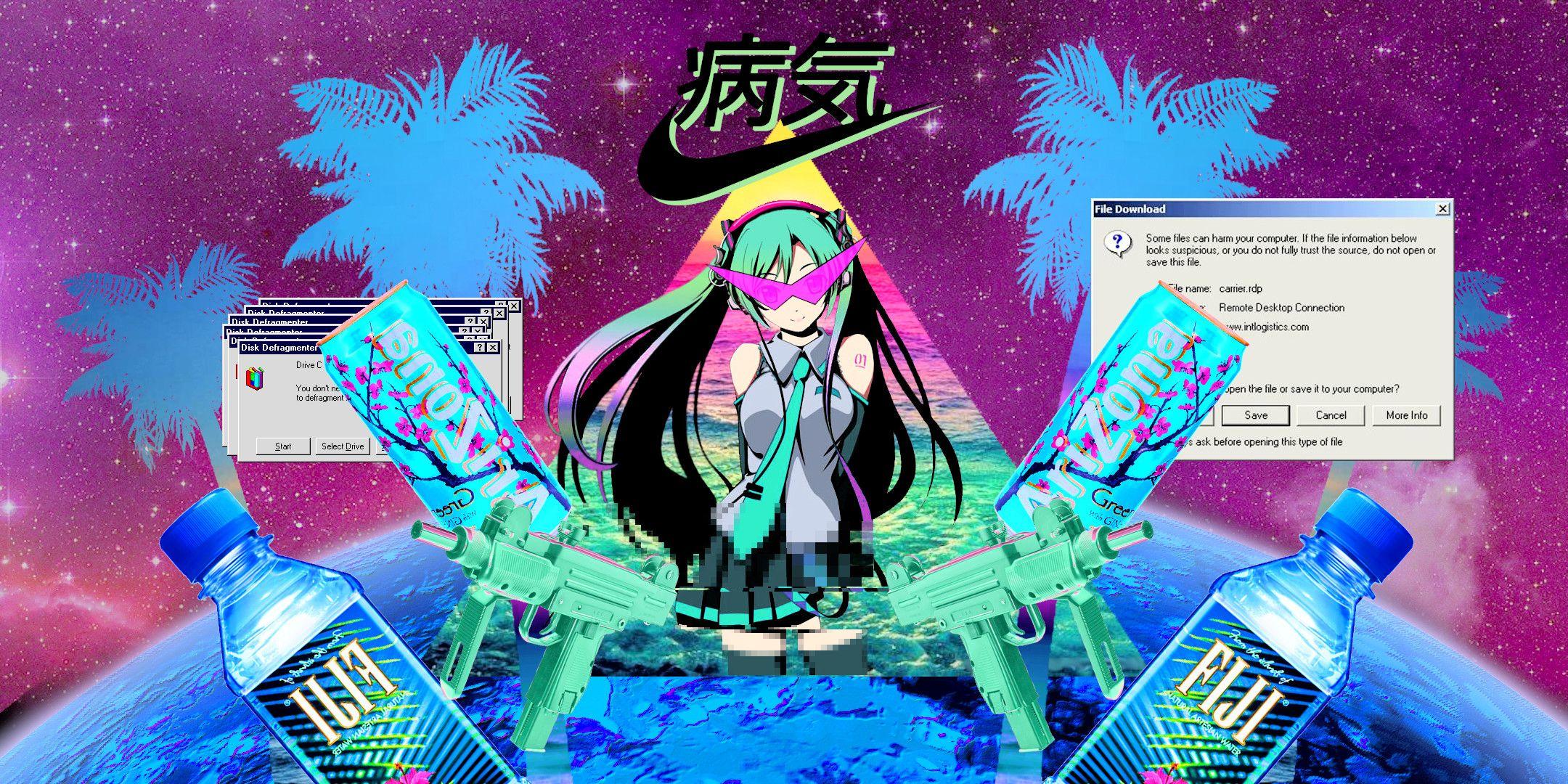 Premium AI Image  90s style glowing anime lofi girl lofi vaporwave anime  city landscape futuristic vibes