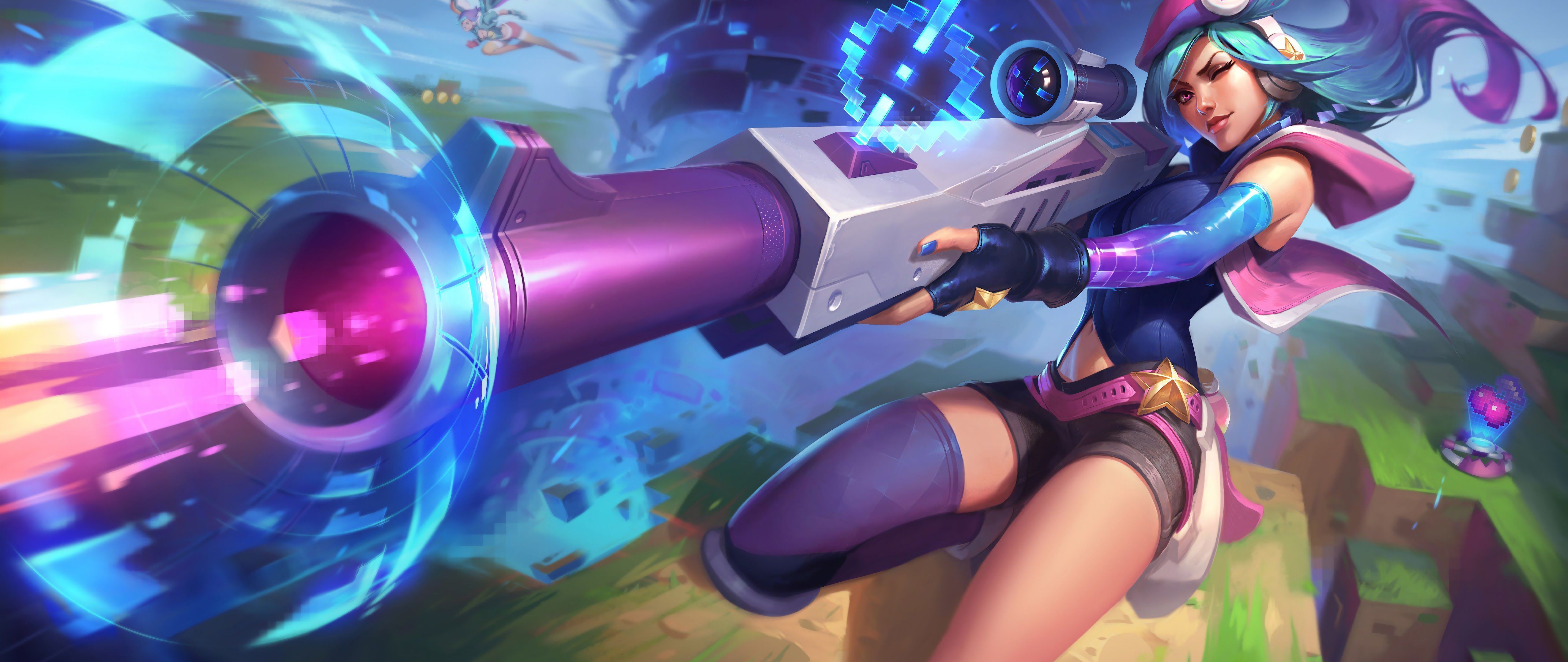 5120x2160 Arcade Caitlyn Splash Art LoL 8K