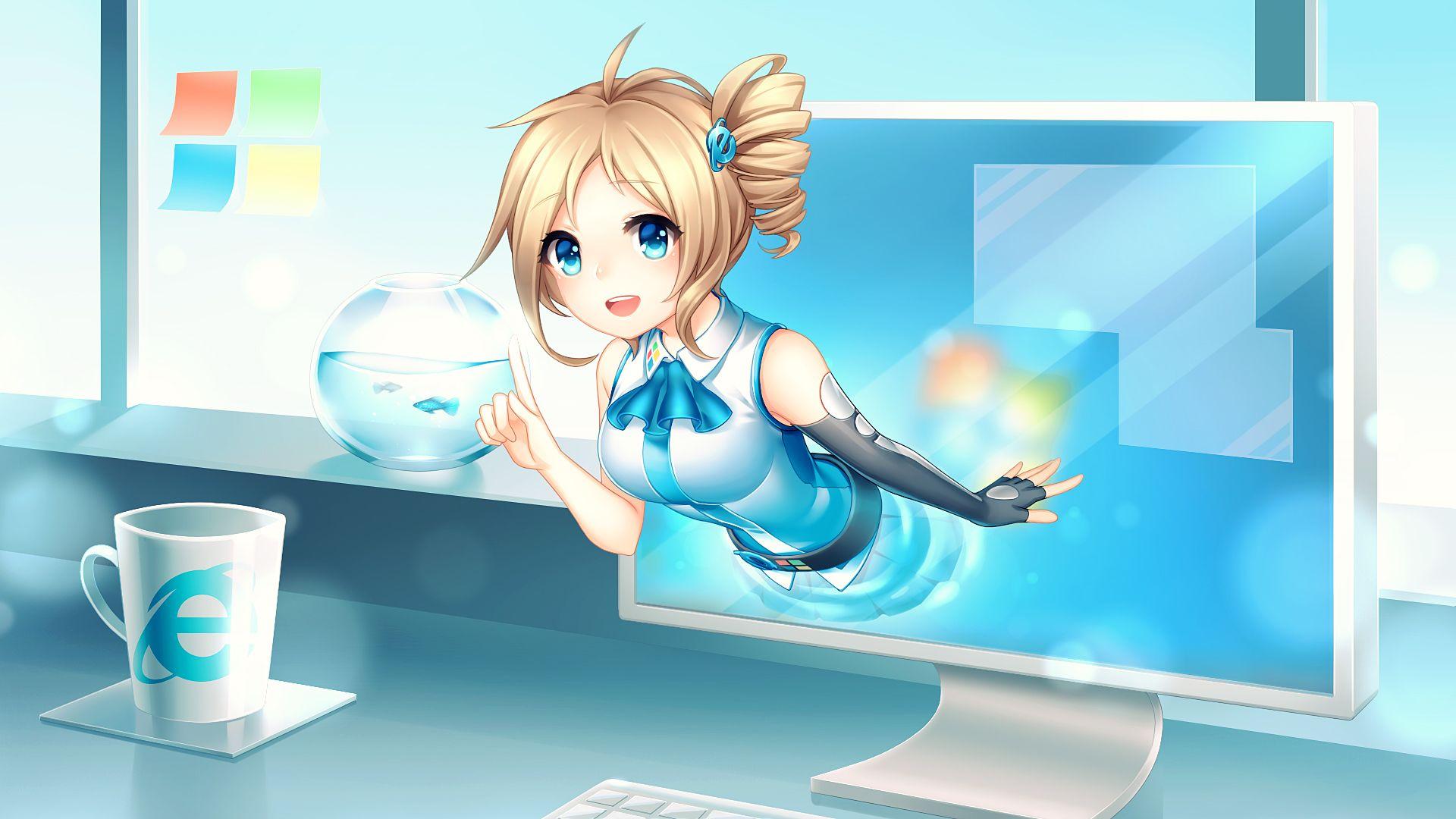 1920x1080 Wallpaper Inori Aizawa, Microsoft, Windows, Internet Explorer, HD, Anime,. Wallpaper for iPhone, Android, Mobile and Desktop