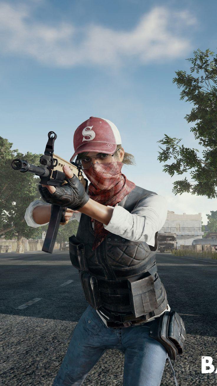 736x1308 Girl with gun, PUBG PS video game wallpaper 4K