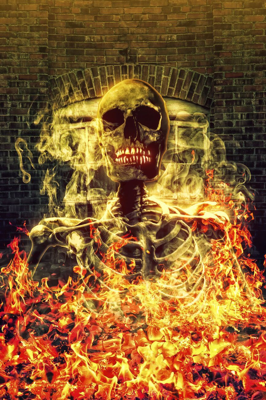 867x1300 Skull On Fire Wall Mural. Buy online
