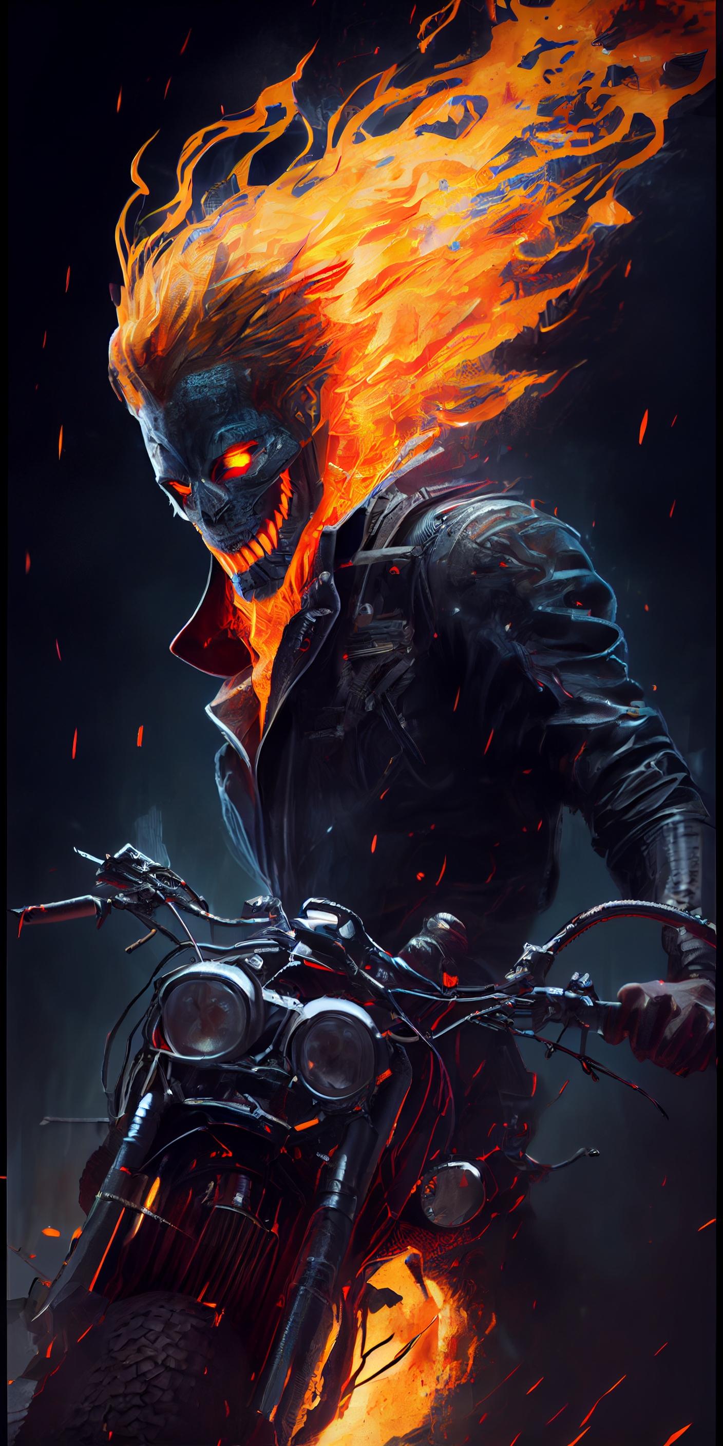 1408x2816 Flame Skull Wallpaper APK for Android