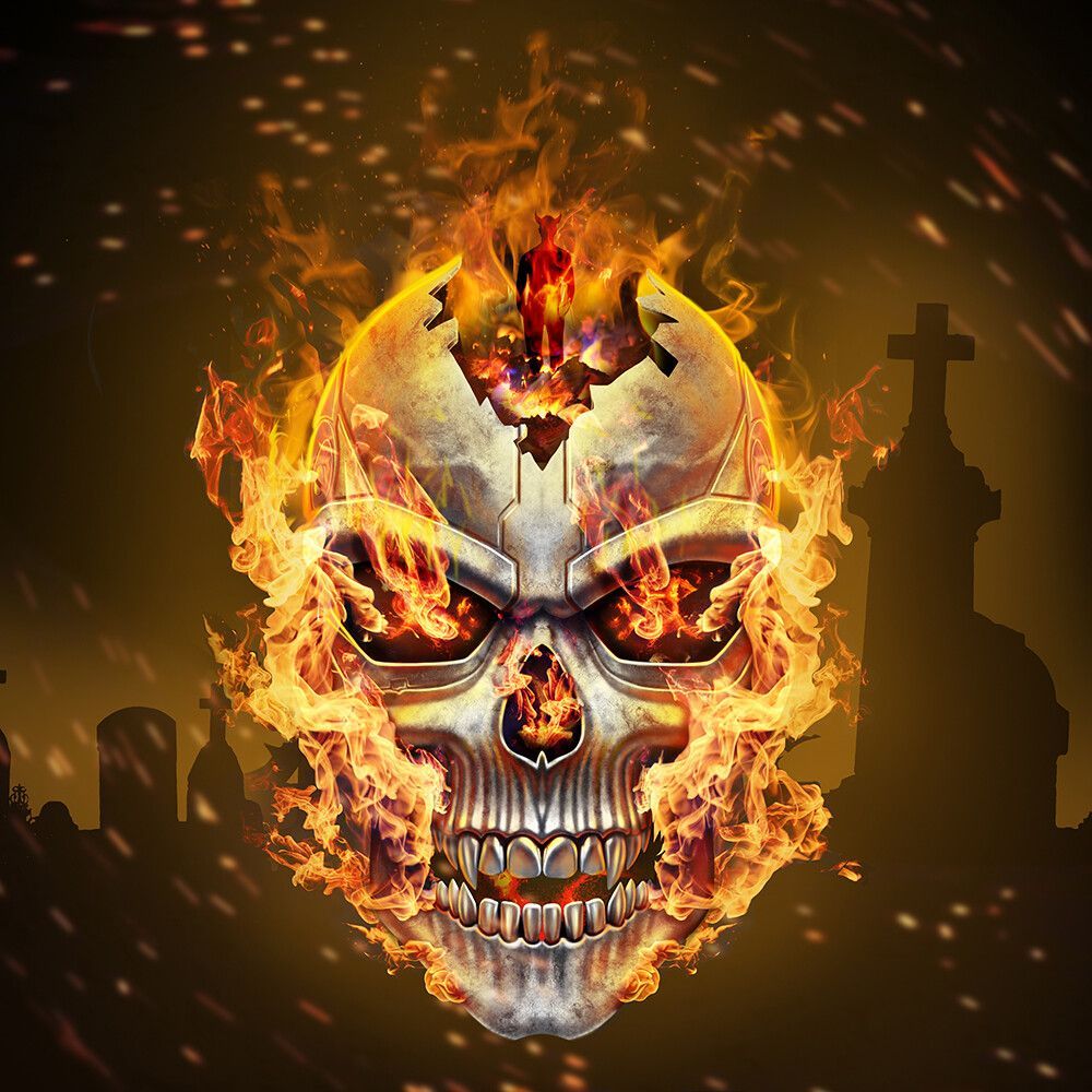 1000x1000 Burning skull
