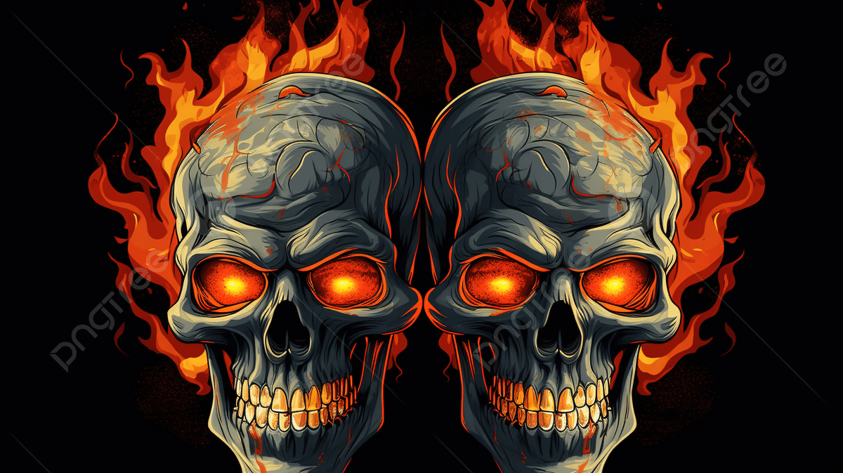 1200x673 Fire, Skull Background Image