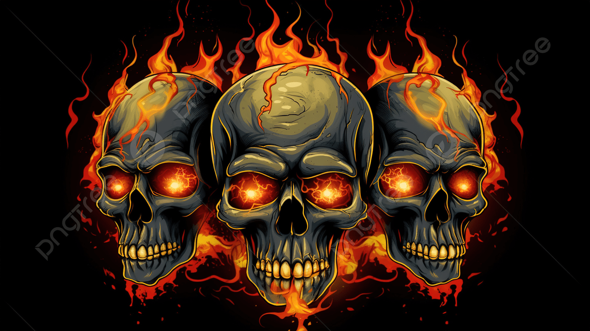 1200x673 Fire, Skull Background Image
