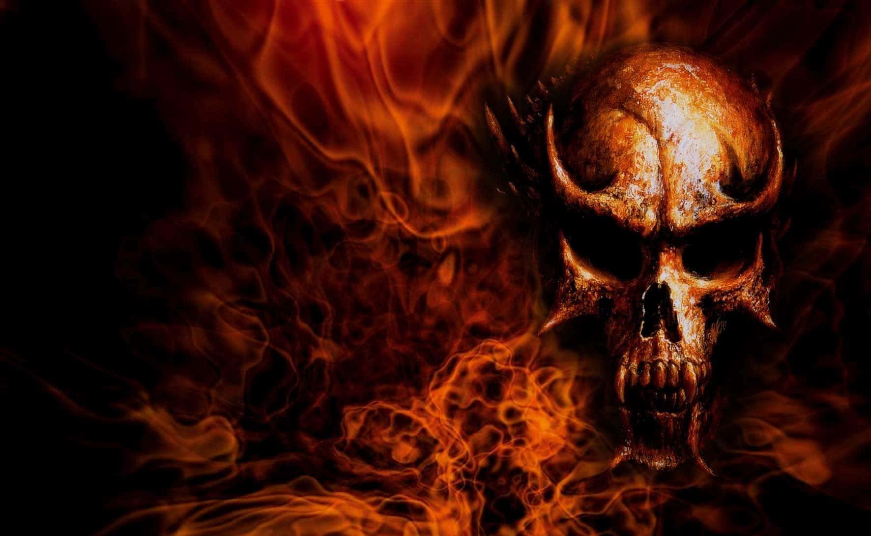 1772x1090 Flaming Skull Wallpaper