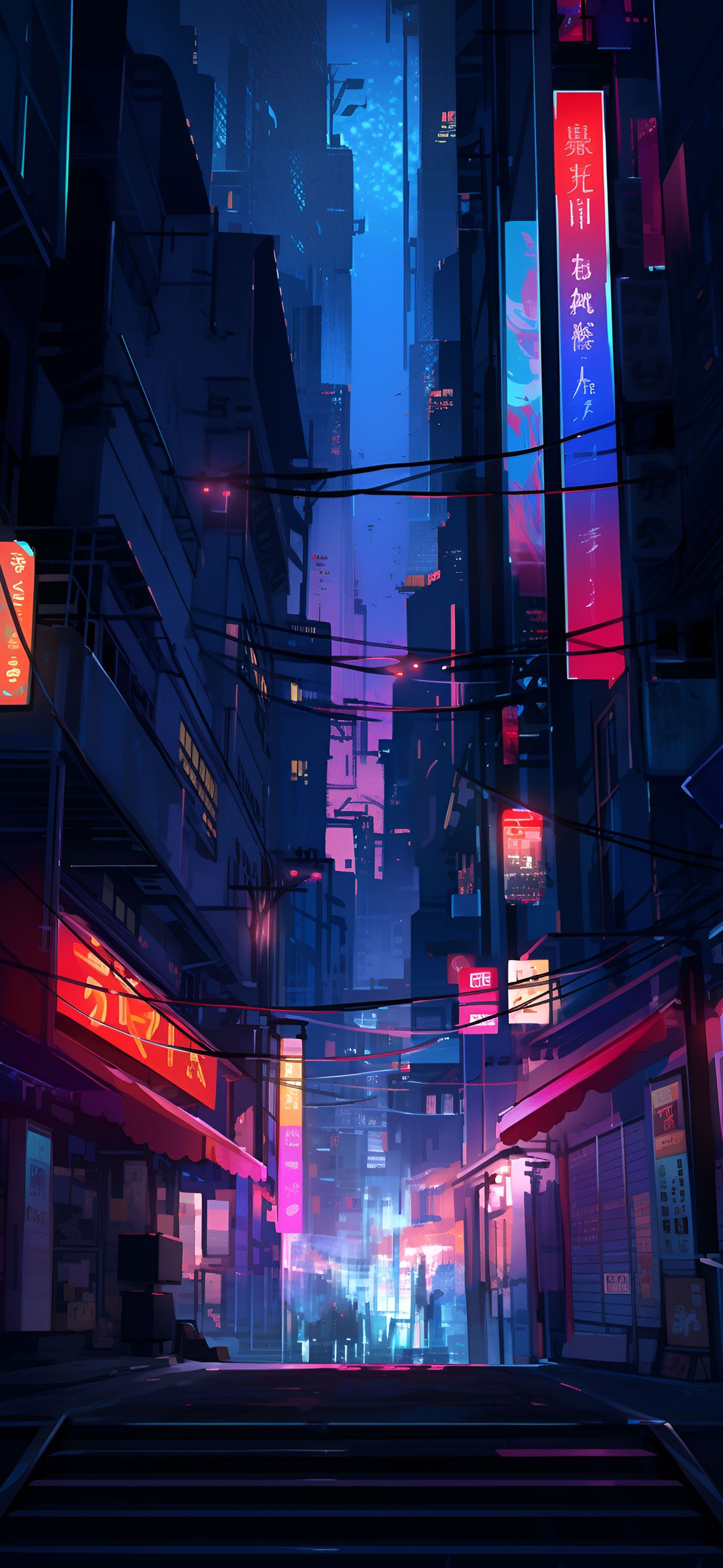 1463x3171 Neon Lights of Eastern City Urban